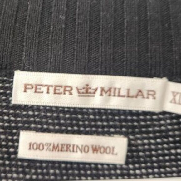 Peter Millar Black Textured Extrafine Italian Merino Wool 1/4 Zip Sweater XL - Picture 7 of 7